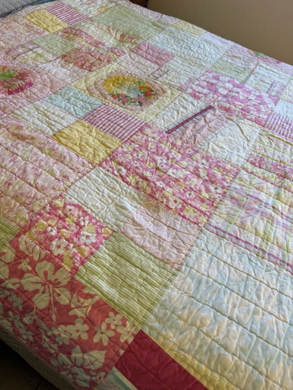 Pottery Barn Kids Pink Twin Size Quilt Surfside Beach Club pattern HTF